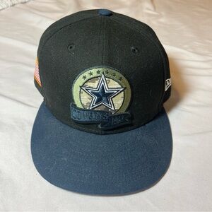 Dallas Cowboys Salute to Service Snap Back New Era Black and Blue Hat NFL